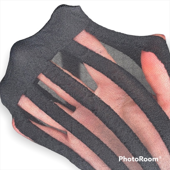 Pair of thigh high stockings w/ black vertical stripes and lace tops SEXY! - Picture 4 of 4